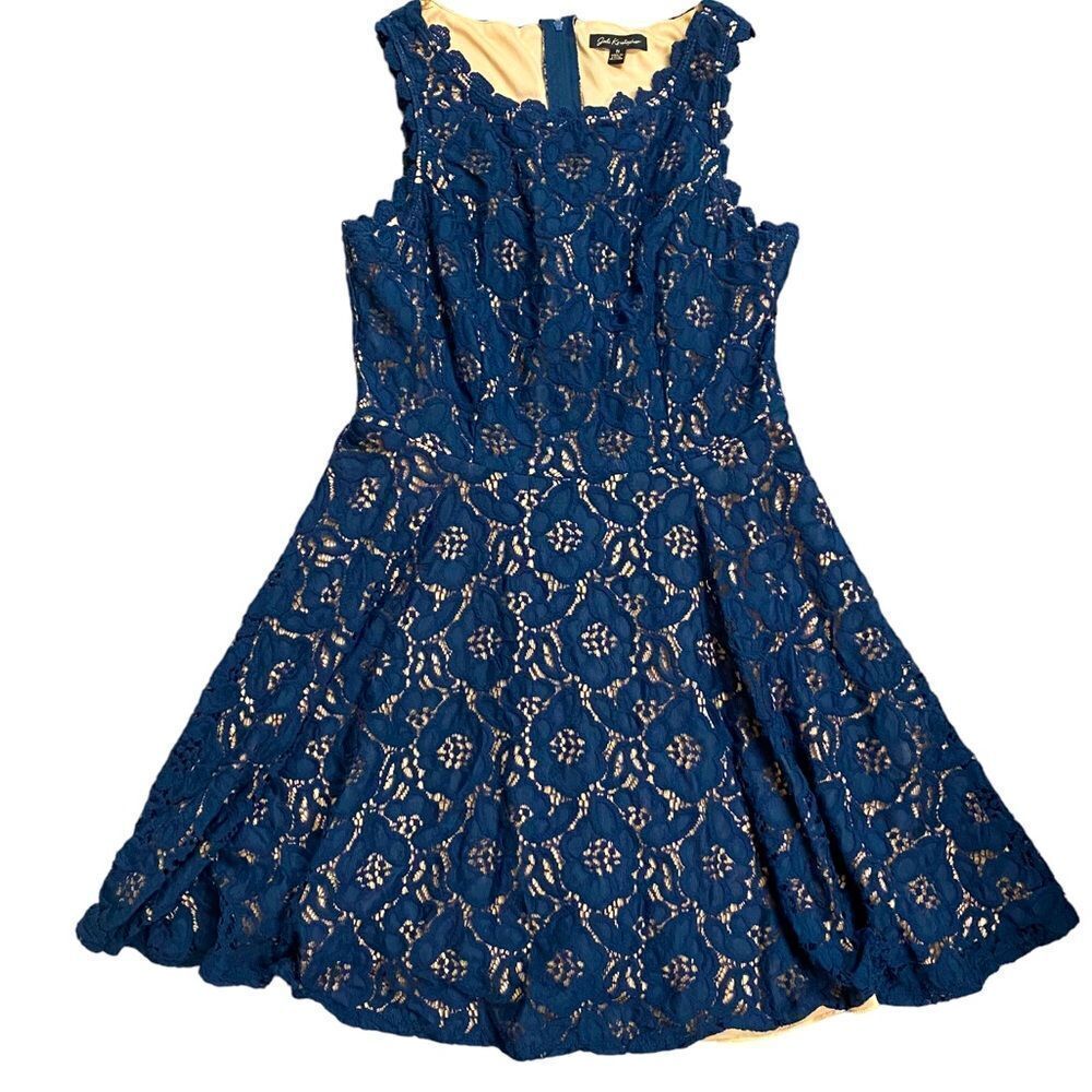 Jade Kristopher Navy Lace Fit and Flare Dress